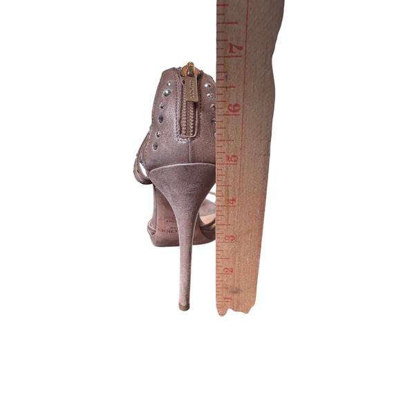 Jimmy Choo Champagne Crystal Metallic Leather Sandal Heels Italy Sz. 38.5 US 8.5 - Picture 10 of 10